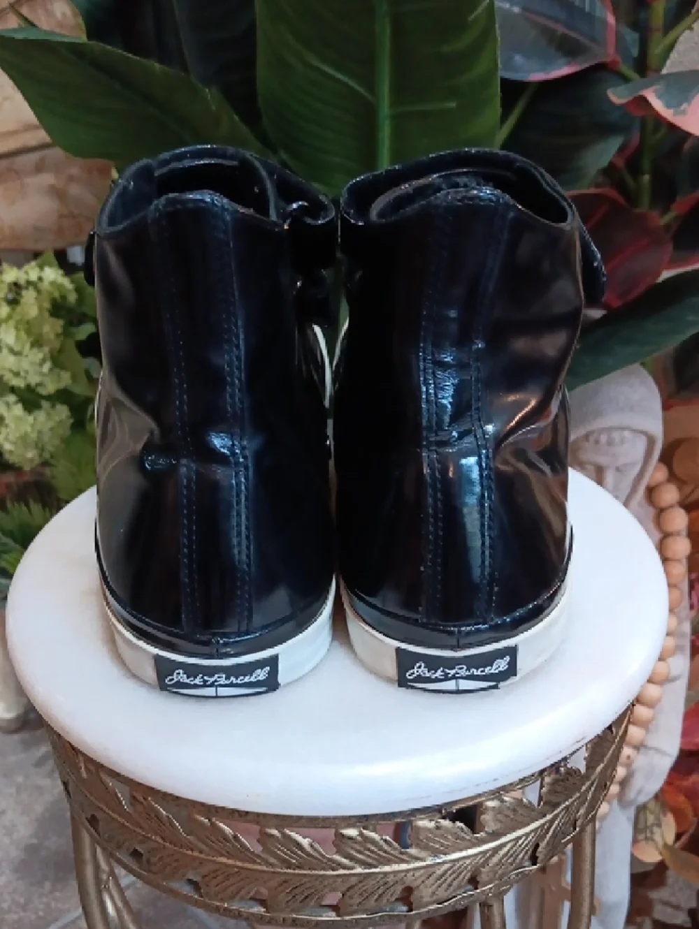 Converse Jack Purcell V-4, specifically in the Black Patent Leather colorway.  - Picture 6 of 8